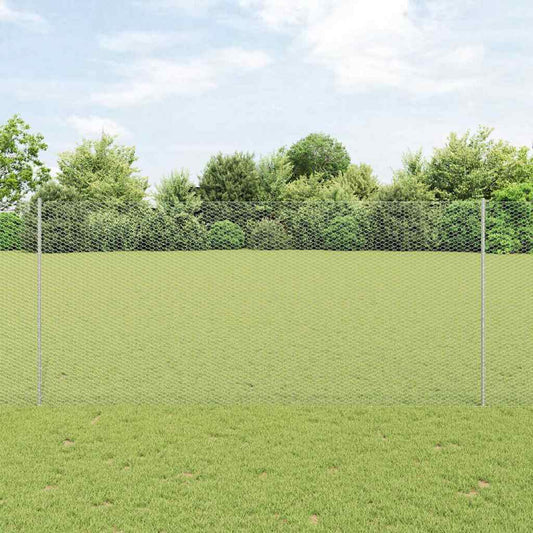 Fence with Posts Silver 1.4 x 25 m Steel