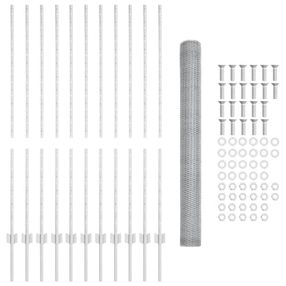 Fence with Posts Silver 1.4 x 25 m Steel