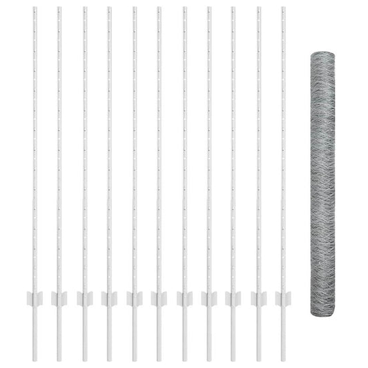 Fence with Posts Silver 1.4 x 25 m Steel