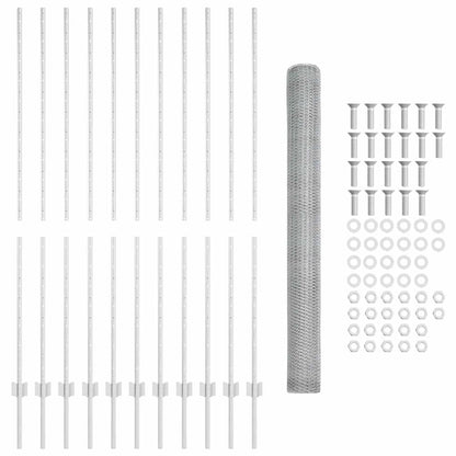 Fence with Posts Silver 1.5 x 25 m Steel