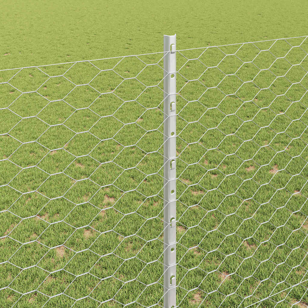 Fence with Posts Silver 1.5 x 25 m Steel