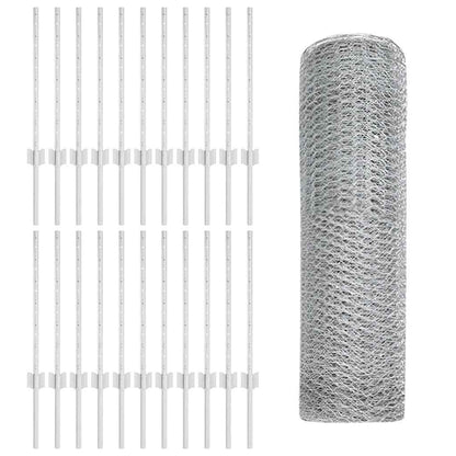Fence with Posts Silver 0.6 x 50 m Steel