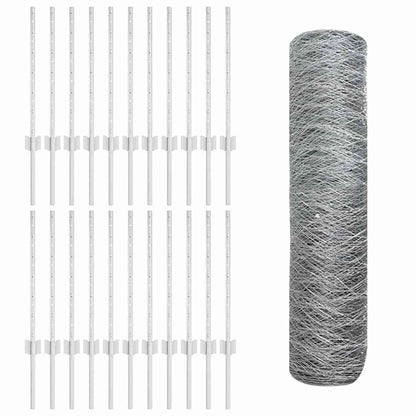 Fence with Posts Silver 0.6 x 50 m Steel