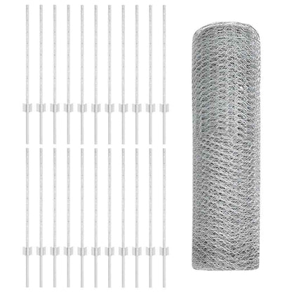 Fence with Posts Silver 0.8 x 50 m Steel