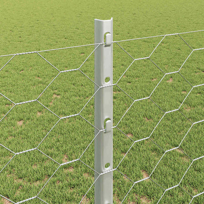 Fence with Posts Silver 1.2 x 50 m Steel