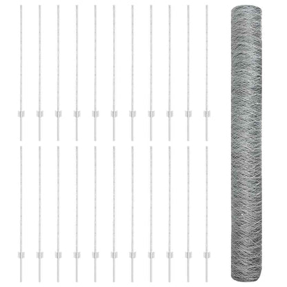Fence with Posts Silver 1.2 x 50 m Steel