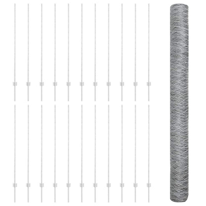 Fence with Posts Silver 1.4 x 50 m Steel