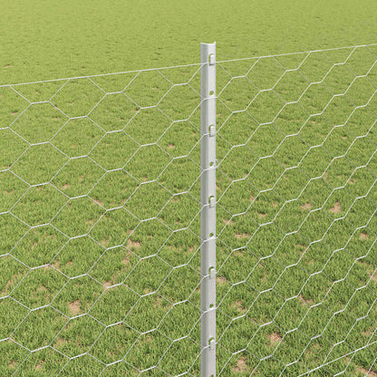 Fence with Posts Silver 1.5 x 50 m Steel