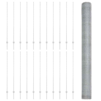 Fence with Posts Silver 1.6 x 50 m Steel