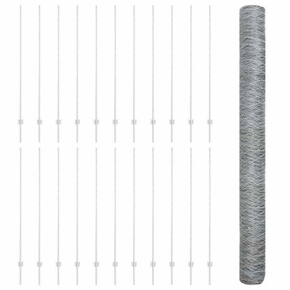 Fence with Posts Silver 1.6 x 50 m Steel