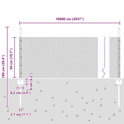 Fence with Posts Silver 0.5 x 100 m Steel