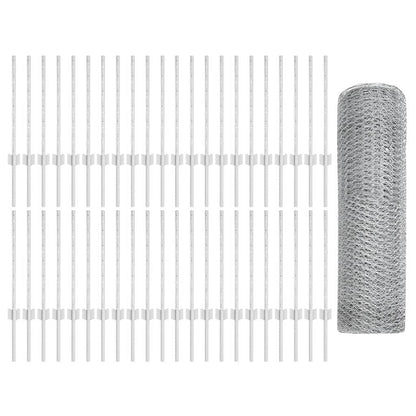 Fence with Posts Silver 0.5 x 100 m Steel