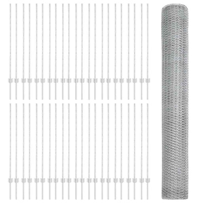 Fence with Posts Silver 1.2 x 100 m Steel