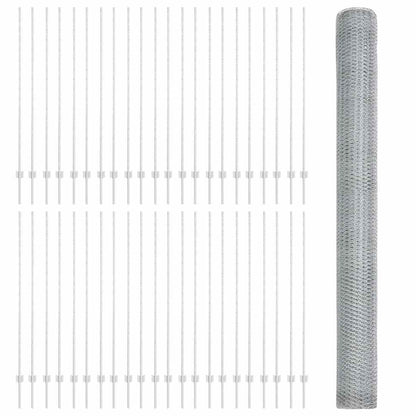 Fence with Posts Silver 1.6 x 100 m Steel