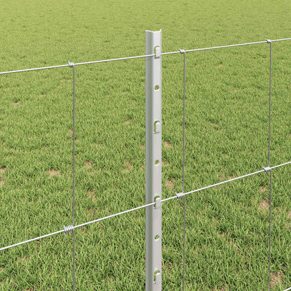 Fence with Posts Silver 0.8 x 25 m Steel