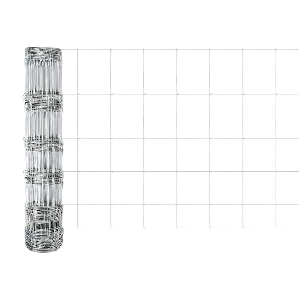 Fence with Posts Silver 0.8 x 25 m Steel