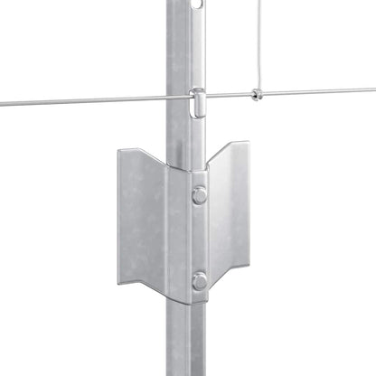 Fence with Posts Silver 0.8 x 25 m Steel