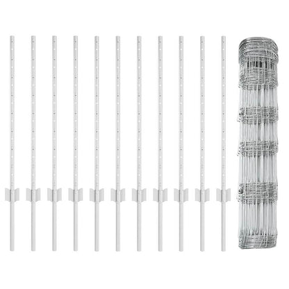 Fence with Posts Silver 0.8 x 25 m Steel