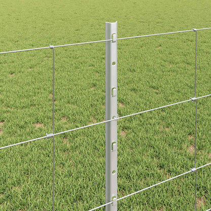 Fence with Posts Silver 0.8 x 25 m Steel