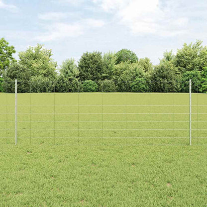 Fence with Posts Silver 0.8 x 25 m Steel