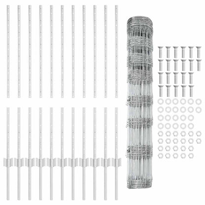 Fence with Posts Silver 1 x 25 m Steel