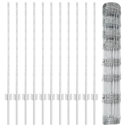 Fence with Posts Silver 1 x 25 m Steel