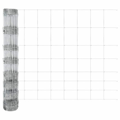 Fence with Posts Silver 1 x 25 m Steel