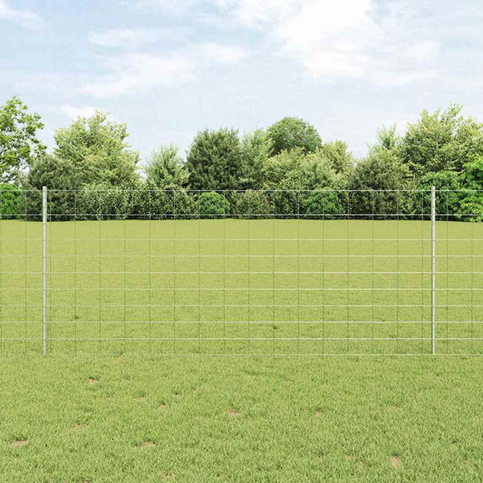 Fence with Posts Silver 1 x 25 m Steel