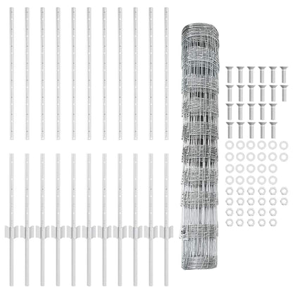 Fence with Posts Silver 1 x 25 m Steel