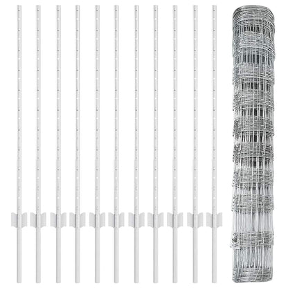 Fence with Posts Silver 1 x 25 m Steel