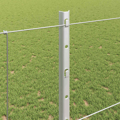 Fence with Posts Silver 1.2 x 25 m Steel
