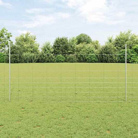 Fence with Posts Silver 1.2 x 25 m Steel