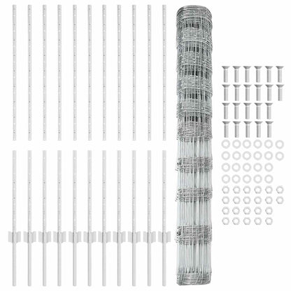 Fence with Posts Silver 1.2 x 25 m Steel