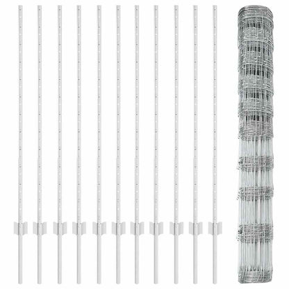 Fence with Posts Silver 1.2 x 25 m Steel