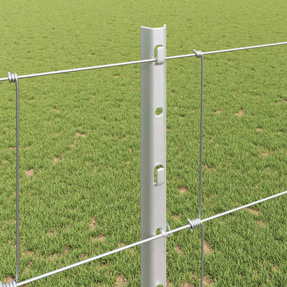 Fence with Posts Silver 1.2 x 25 m Steel