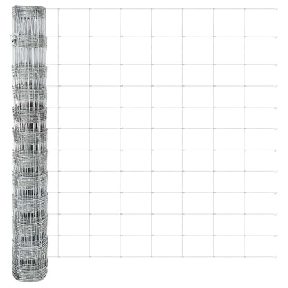 Fence with Posts Silver 1.2 x 25 m Steel
