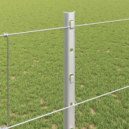 Fence with Posts Silver 1.2 x 25 m Steel