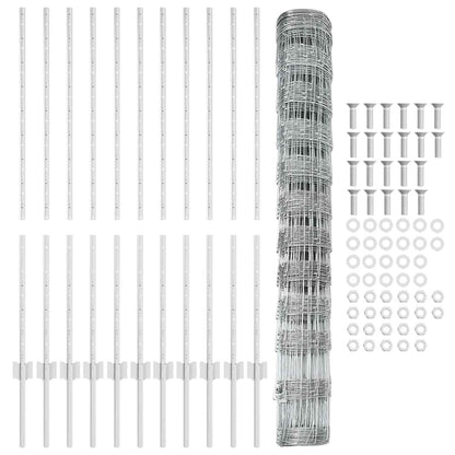 Fence with Posts Silver 1.2 x 25 m Steel
