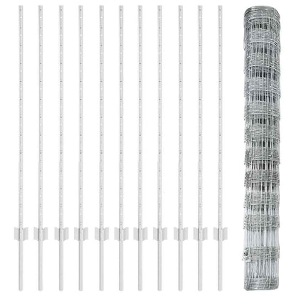 Fence with Posts Silver 1.2 x 25 m Steel