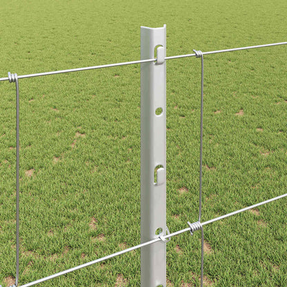 Fence with Posts Silver 1.2 x 25 m Steel
