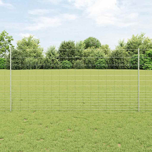 Fence with Posts Silver 1.2 x 25 m Steel