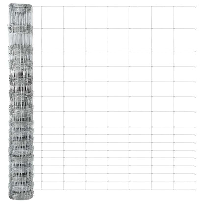 Fence with Posts Silver 1.2 x 25 m Steel
