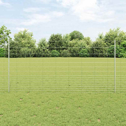 Fence with Posts Silver 1.2 x 25 m Steel