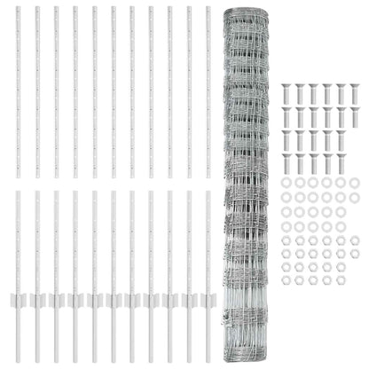 Fence with Posts Silver 1.2 x 25 m Steel