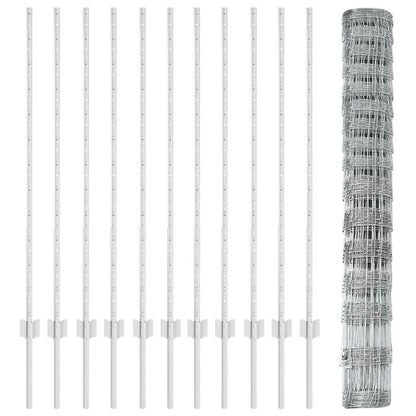 Fence with Posts Silver 1.2 x 25 m Steel