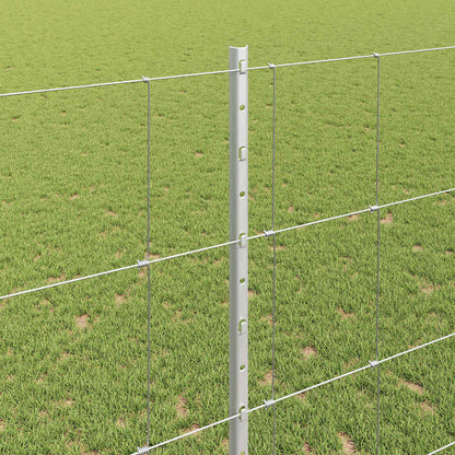 Fence with Posts Silver 1.4 x 25 m Steel