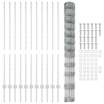 Fence with Posts Silver 1.4 x 25 m Steel