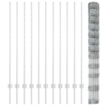 Fence with Posts Silver 1.4 x 25 m Steel
