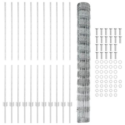 Fence with Posts Silver 1.4 x 25 m Steel