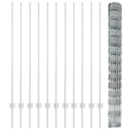 Fence with Posts Silver 1.4 x 25 m Steel